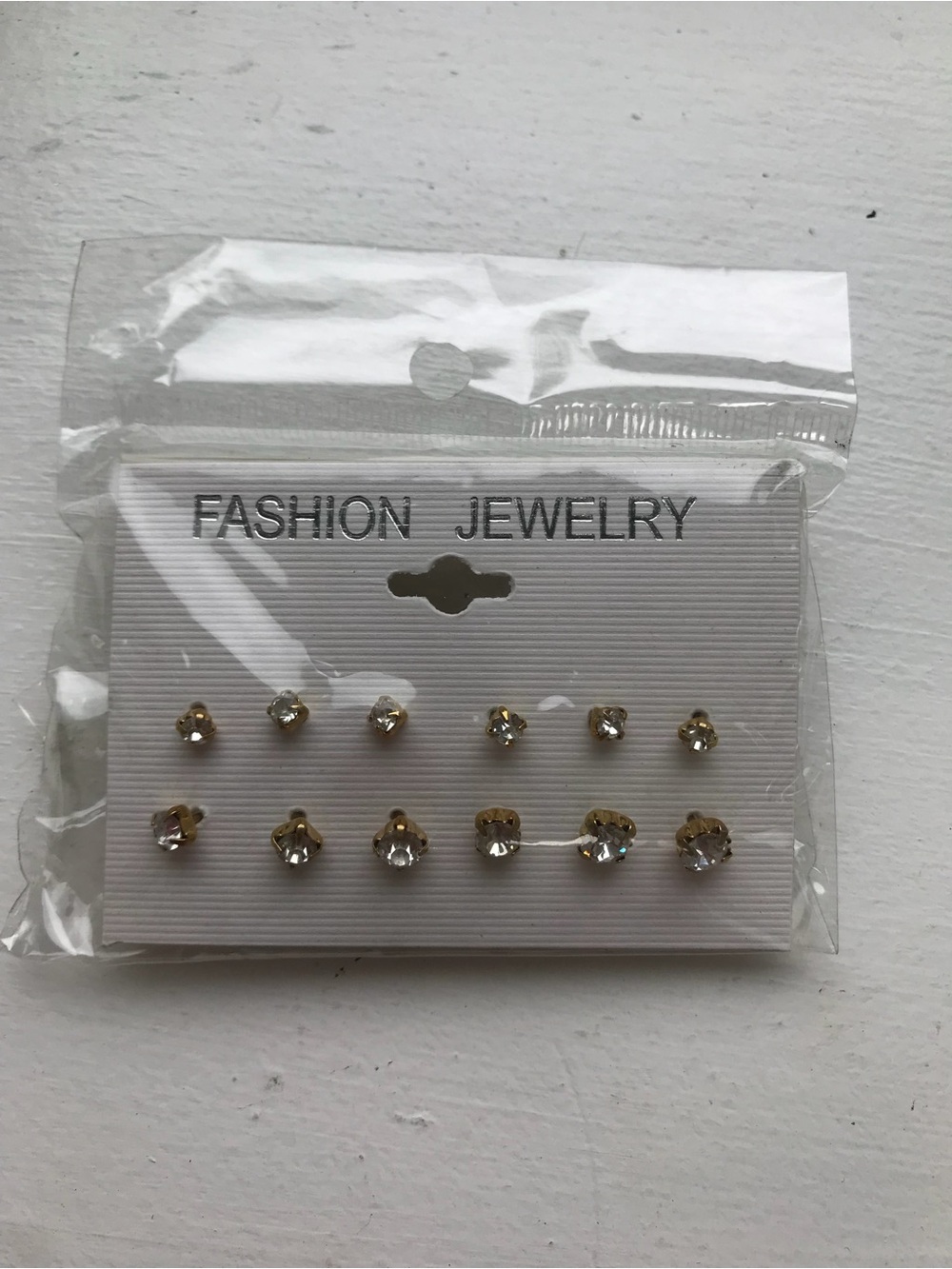 Fashion Jewelry Gold-Tone Clear Crystal Stud Earring Set